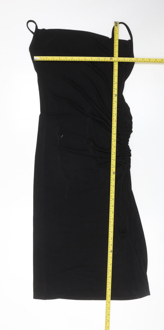 Primark Women’s Black Ruched Bodycon Dress Size L 14-16