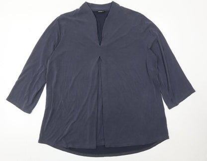 Roman Women’s Blue Size 18 Tunic Blouse 3/4 Sleeve V-Neck