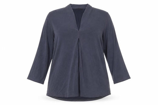 Front view of Roman Women’s Blue, size UK 18, Tunic Blouse 3/4 Sleeve V-Neck