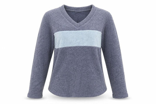 Active Women’s Blue V-Neck Pullover Sweatshirt UK 8 Polyester Viscose
