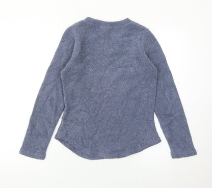 Active Women’s Blue V-Neck Pullover Sweatshirt UK 8 Polyester Viscose