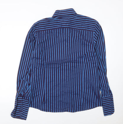 Dunnes Stores Men’s Blue Striped Cotton Long Sleeve Button-Up Shirt Medium 38-40"
