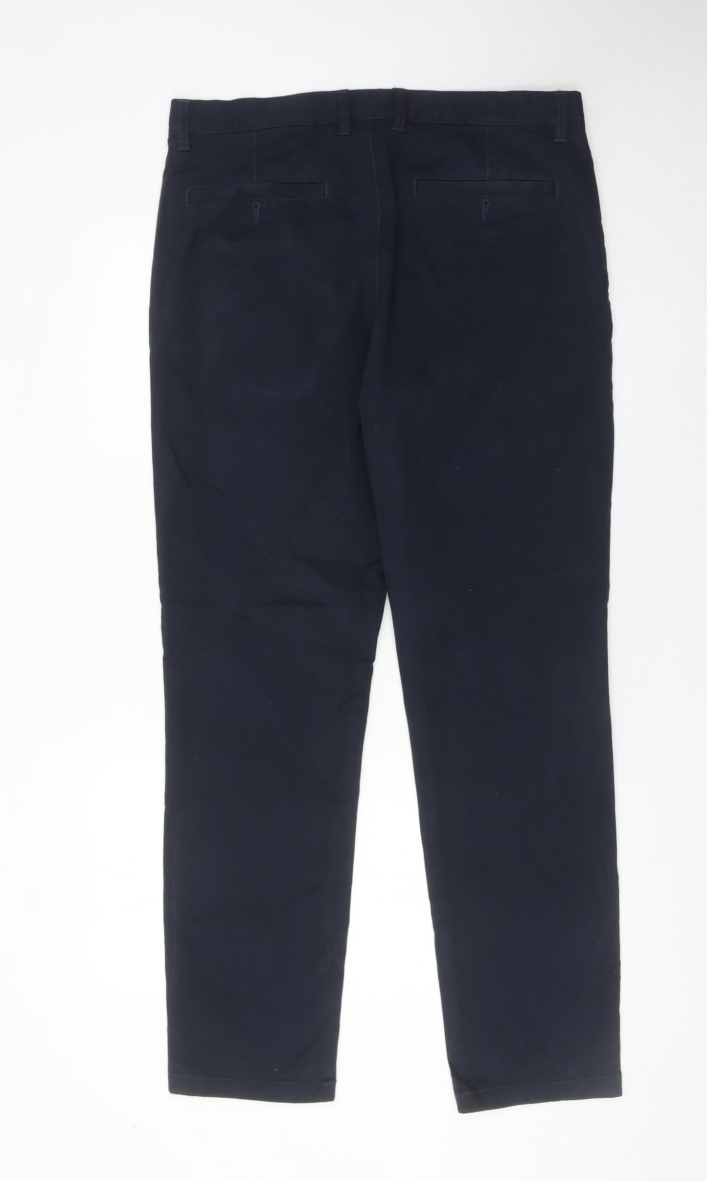 H&M Mens Blue Slim Fit Chino Trousers Size 33 Straight Leg