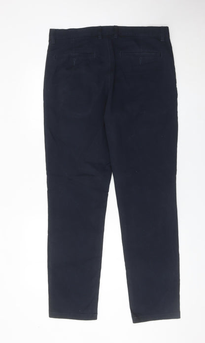 H&M Mens Blue Slim Fit Chino Trousers Size 33 Straight Leg