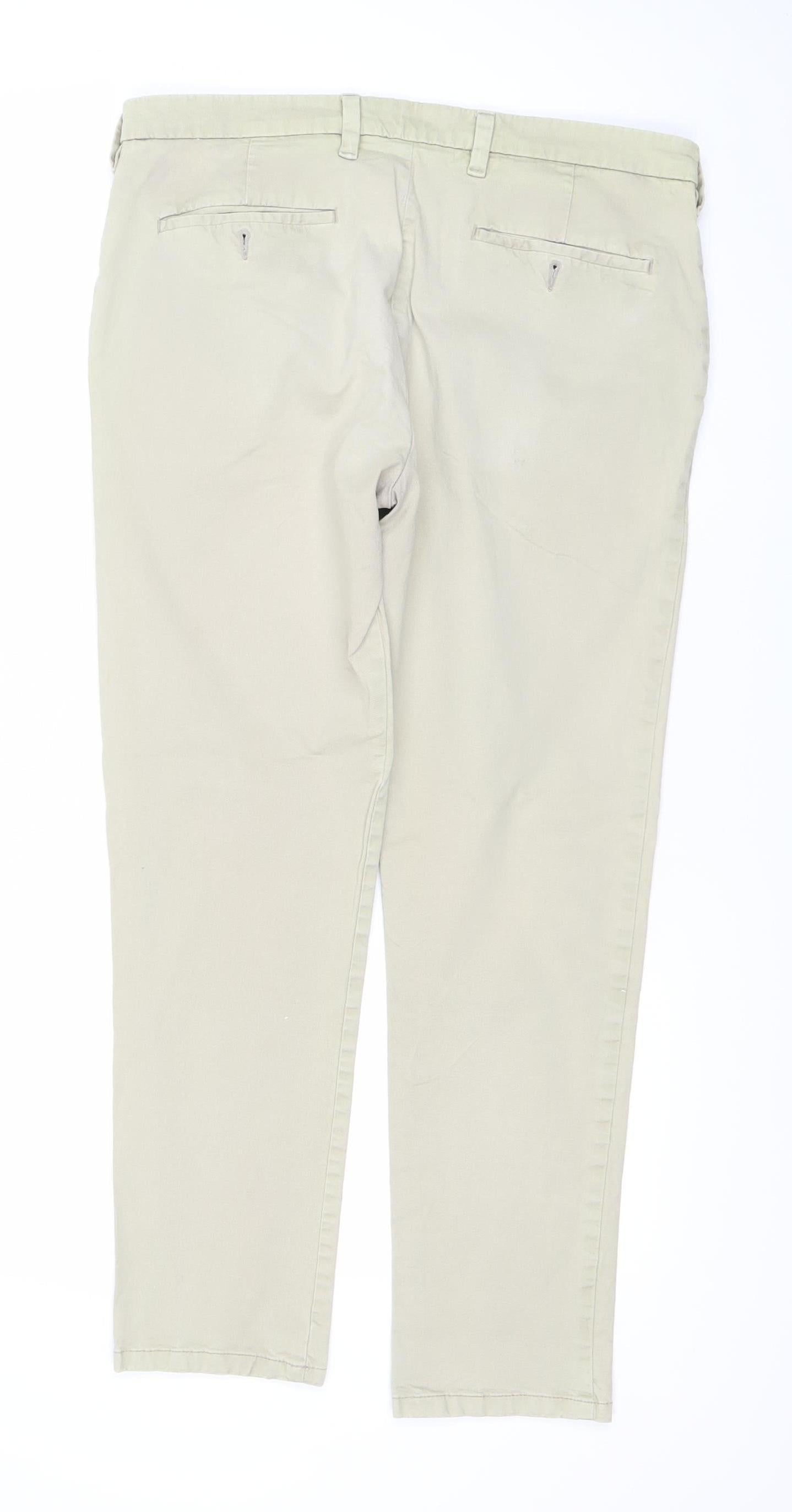 Marks and Spencer Men’s Beige Chino Trousers 36W 29L Regular Fit