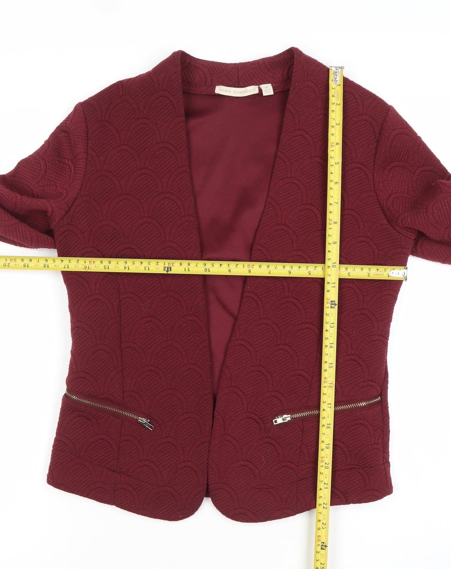 Maria Gabrielle Women's Red Textured Suit Jacket Blazer Size M