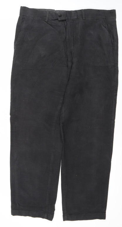Marks and Spencer Men’s Black 38W 31L Regular Fit Cotton Chino Trousers