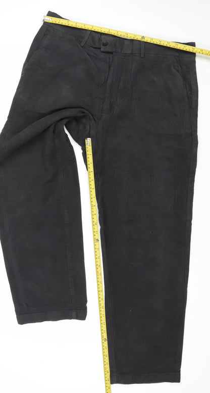 Marks and Spencer Men’s Black 38W 31L Regular Fit Cotton Chino Trousers