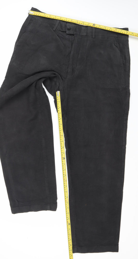 Marks and Spencer Men’s Black 38W 31L Regular Fit Cotton Chino Trousers