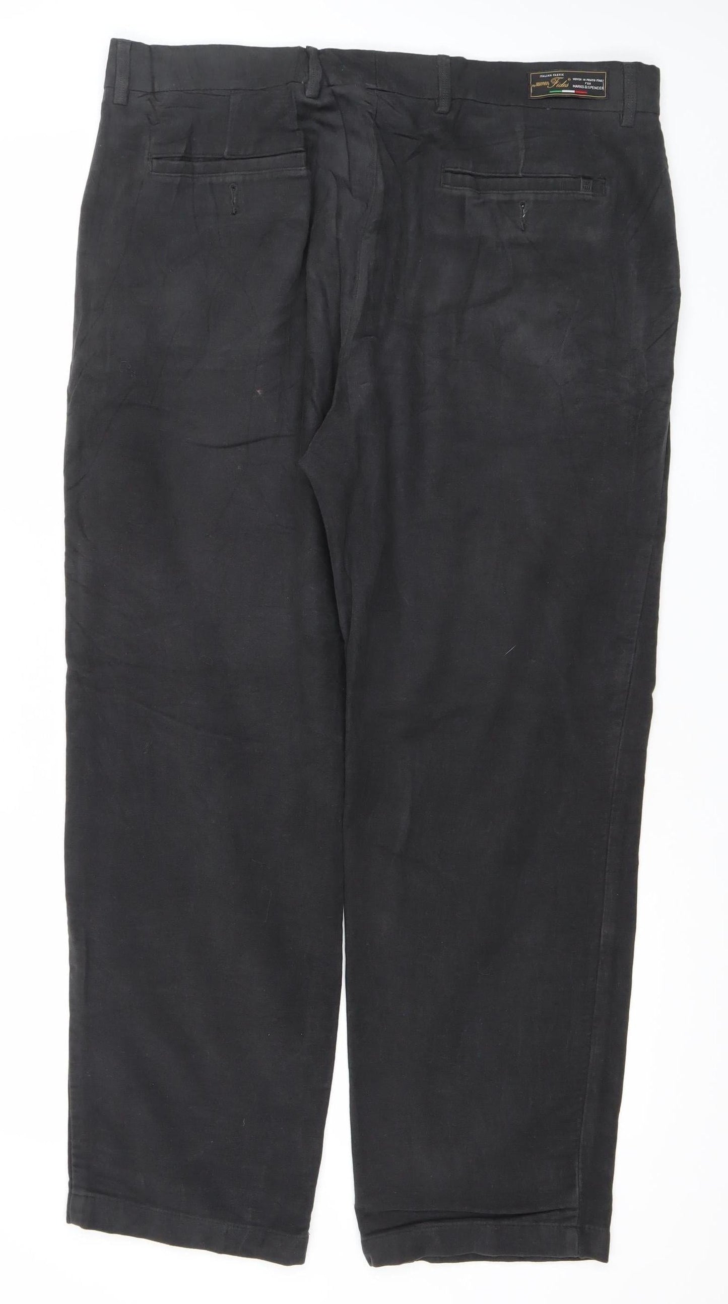 Marks and Spencer Men’s Black 38W 31L Regular Fit Cotton Chino Trousers