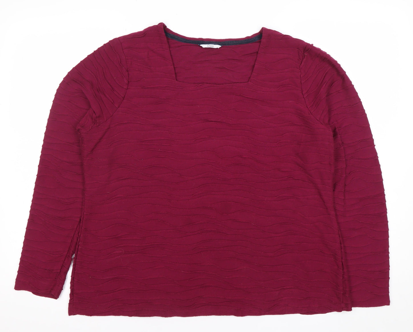 DASH Womens Red Size 20 Long Sleeve Square Neck Blouse