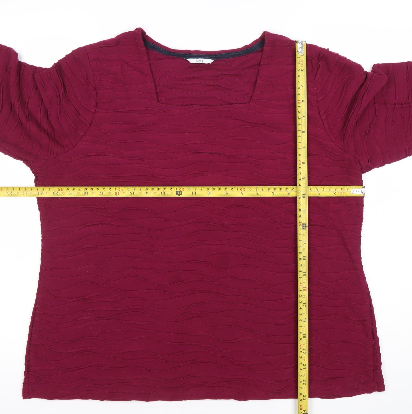 DASH Womens Red Size 20 Long Sleeve Square Neck Blouse