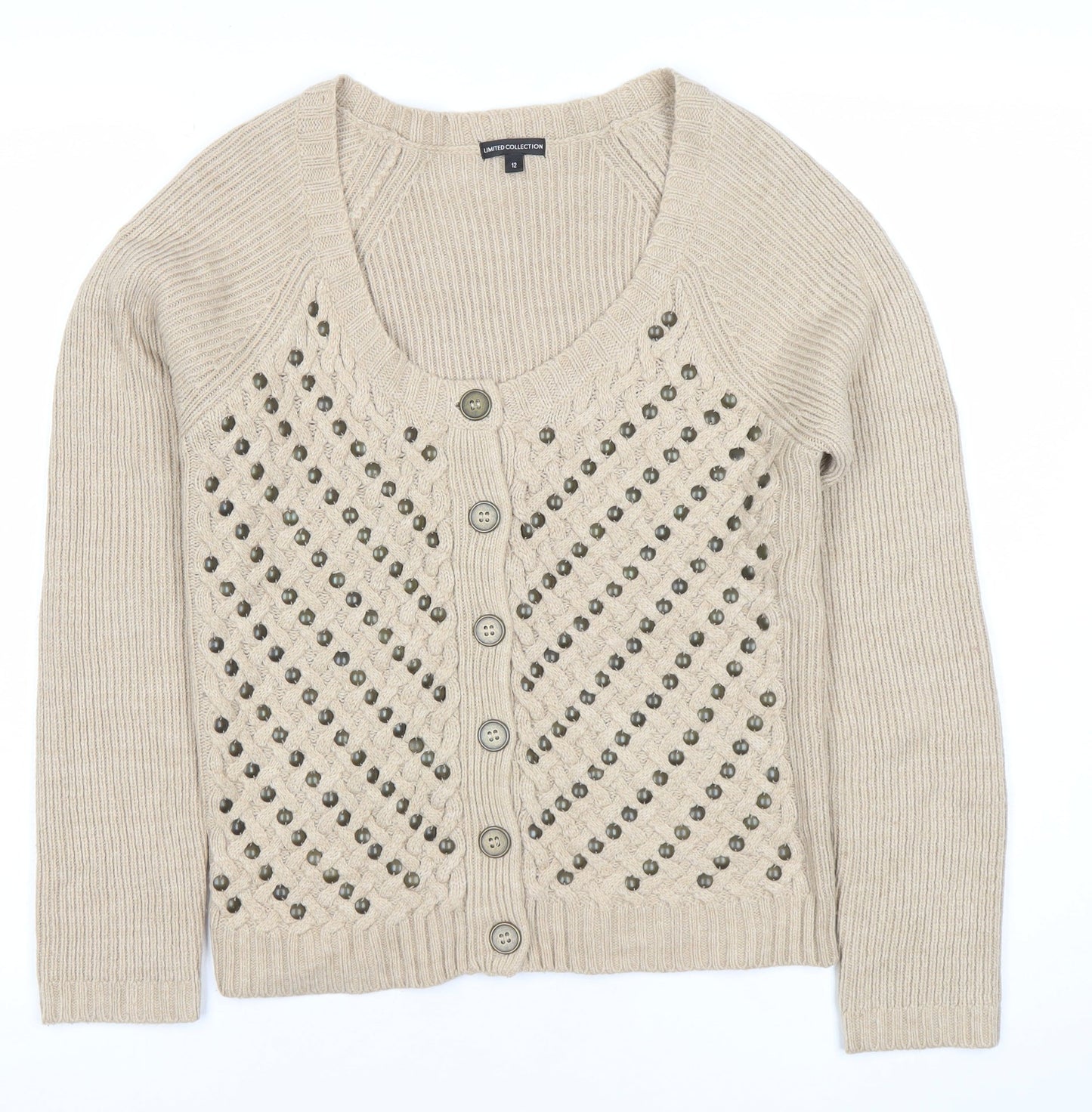 Womens UK Size 12 Marks and Spencer Beige Cardigan Jumper