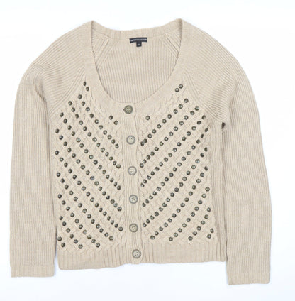 Womens UK Size 12 Marks and Spencer Beige Cardigan Jumper