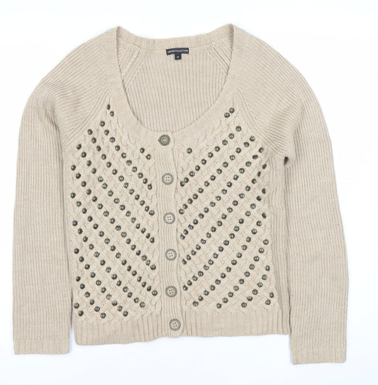 Womens UK Size 12 Marks and Spencer Beige Cardigan Jumper