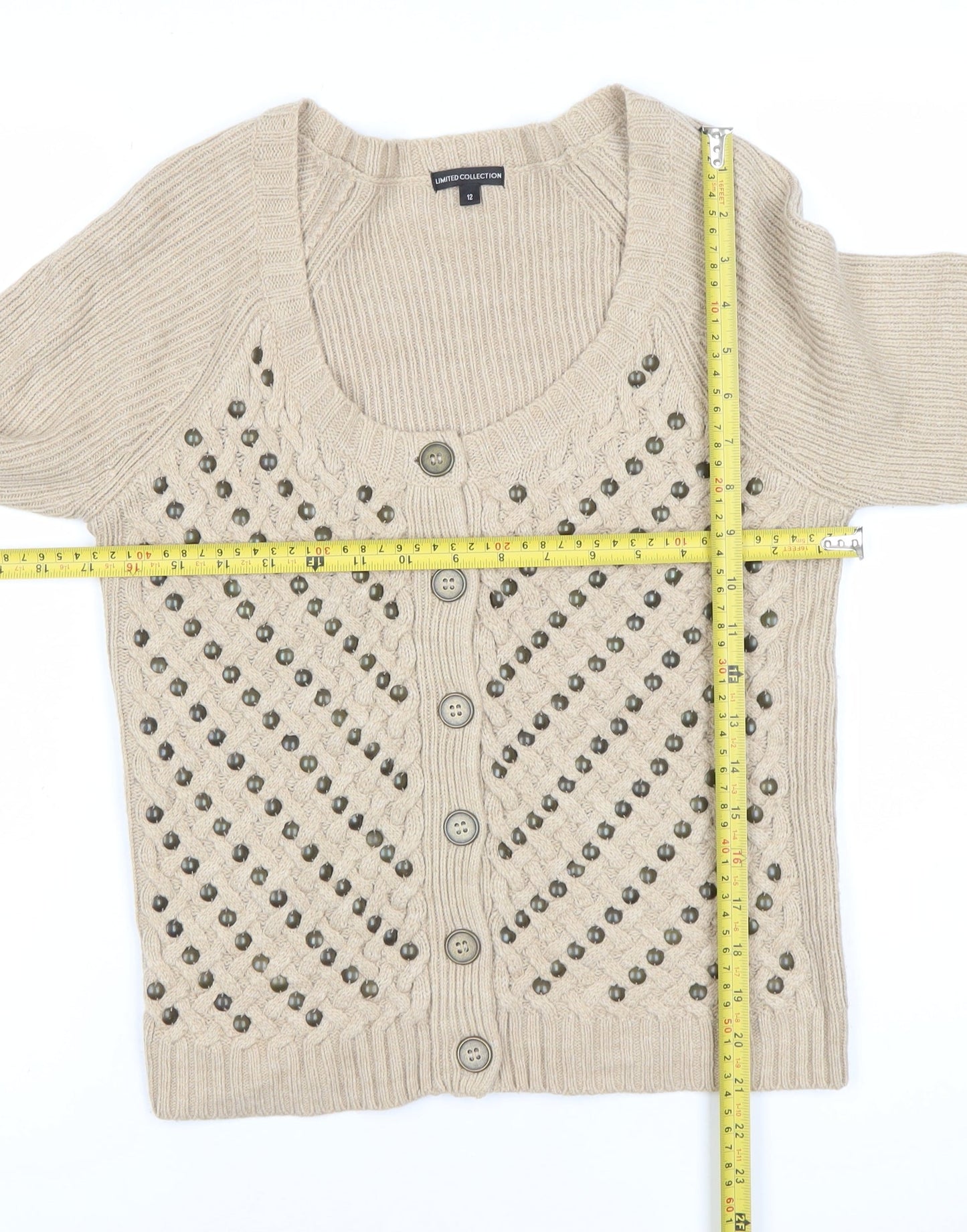 Womens UK Size 12 Marks and Spencer Beige Cardigan Jumper