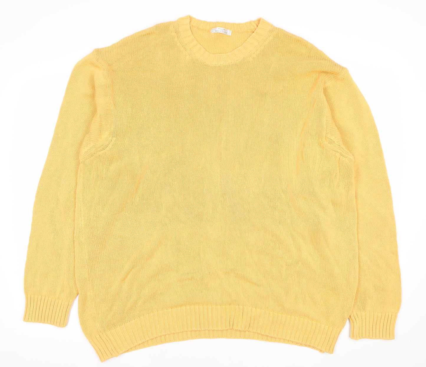 Marks and Spencer Men's Yellow XL Cotton Pullover Jumper