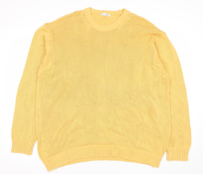 Marks and Spencer Men's Yellow XL Cotton Pullover Jumper