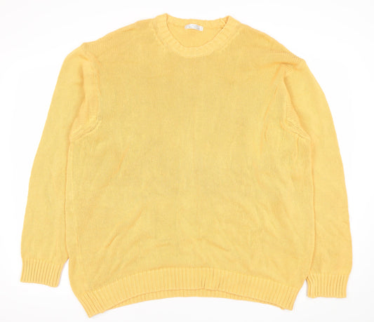 Marks and Spencer Men's Yellow XL Cotton Pullover Jumper
