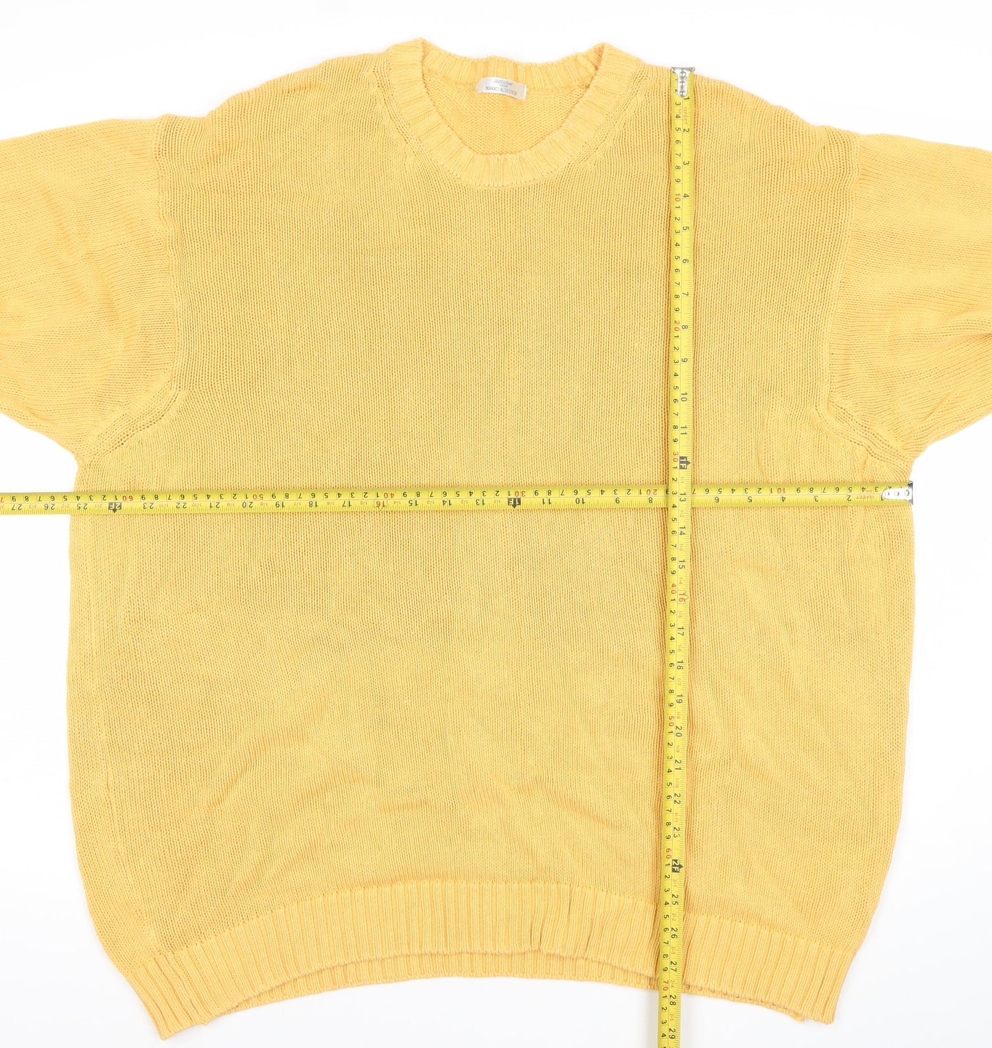 Marks and Spencer Men's Yellow XL Cotton Pullover Jumper