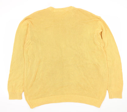 Marks and Spencer Men's Yellow XL Cotton Pullover Jumper