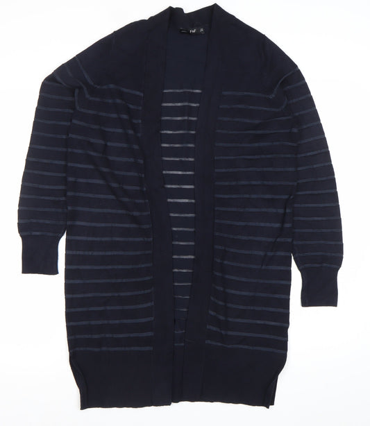 F&F Women’s Blue Striped Long Sleeve Open Cardigan UK 12