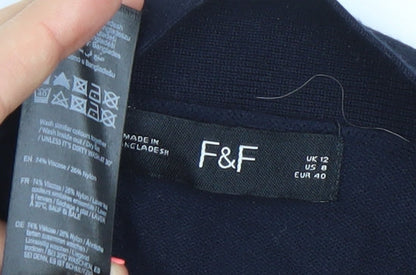 F&F Women’s Blue Striped Long Sleeve Open Cardigan UK 12