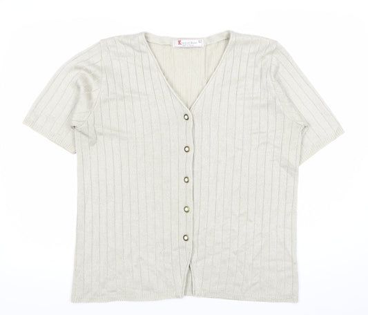Womens UK Size L Keeno Beige Cardigan Jumper
