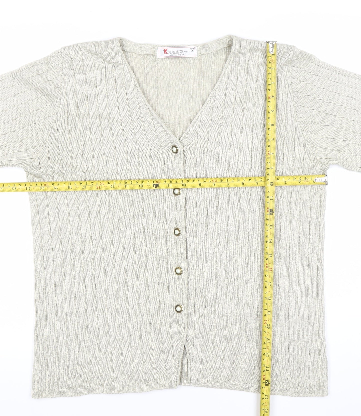 Womens UK Size L Keeno Beige Cardigan Jumper