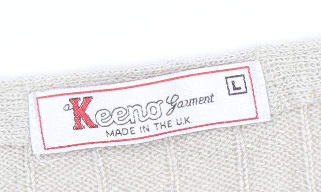 Womens UK Size L Keeno Beige Cardigan Jumper