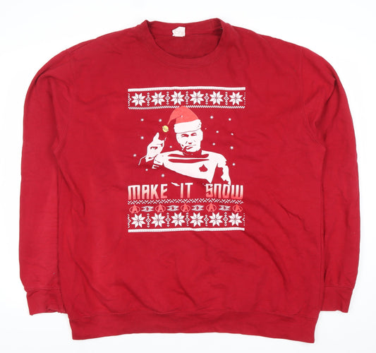 AWDis Men’s Red 2XL Christmas Pullover Sweatshirt Funny Graphic