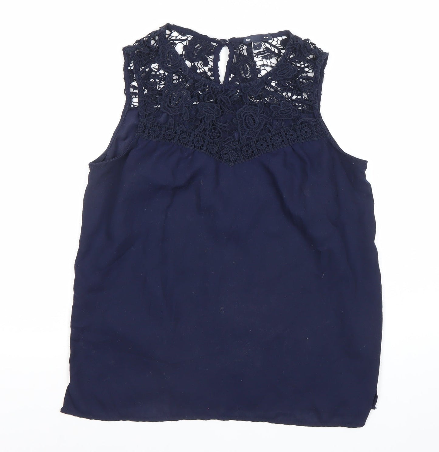 Gap Womens Blue Sleeveless Lace Blouse Top Size S