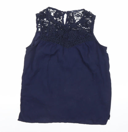 Gap Womens Blue Sleeveless Lace Blouse Top Size S