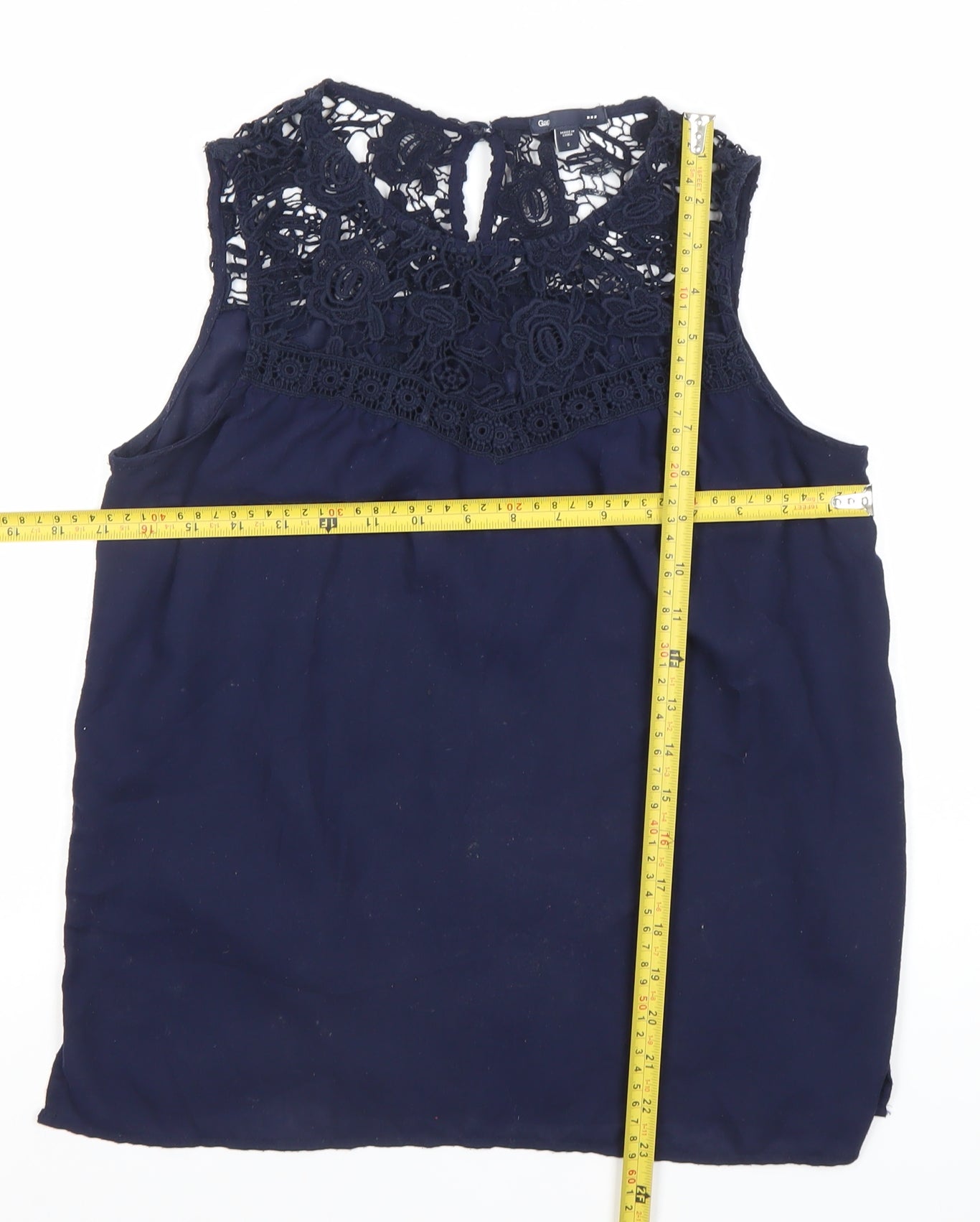 Gap Womens Blue Sleeveless Lace Blouse Top Size S