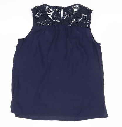Gap Womens Blue Sleeveless Lace Blouse Top Size S