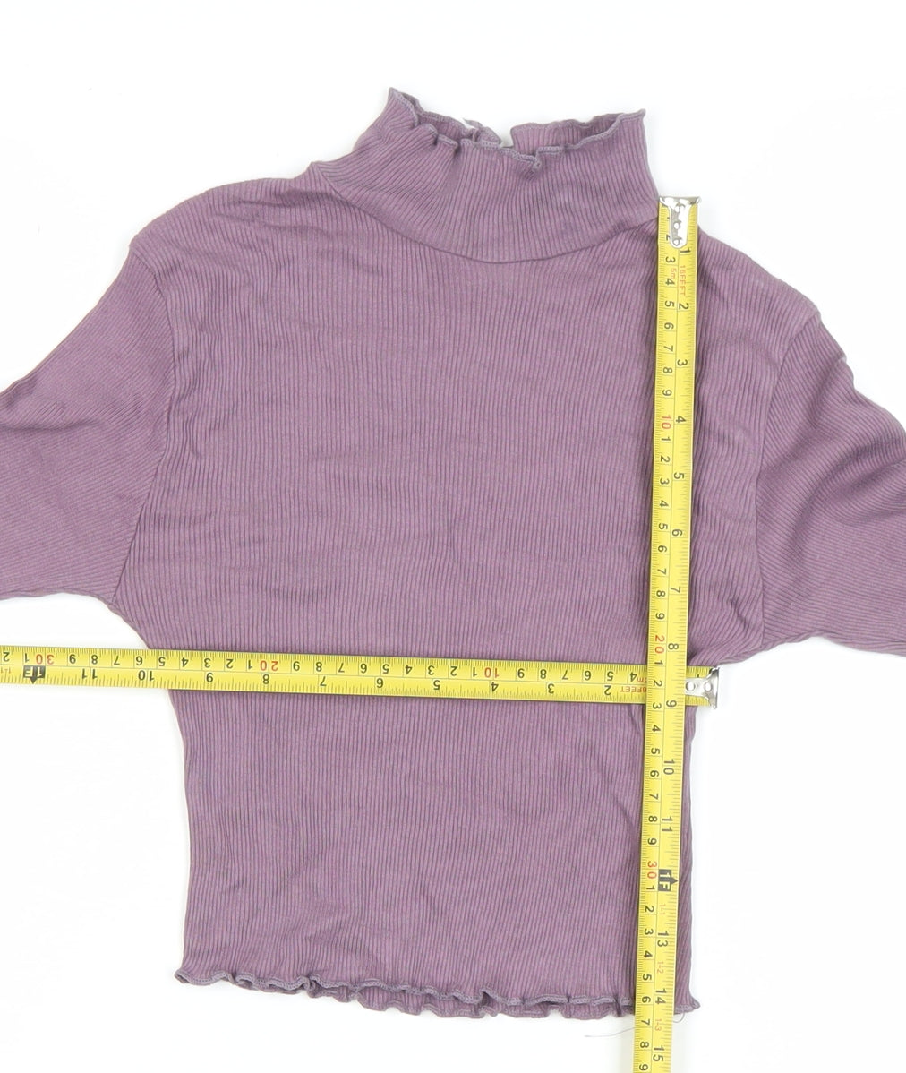 PrettyLittleThing Women Purple Mock Neck Cropped Long Sleeve Top Size 10