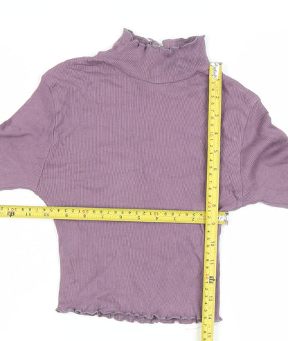 PrettyLittleThing Women Purple Mock Neck Cropped Long Sleeve Top Size 10