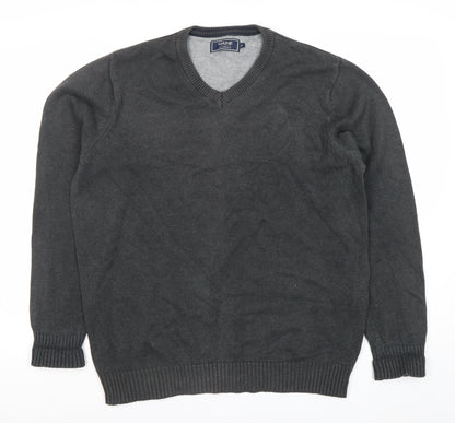 Maine New England Mens Grey Cotton V-Neck Jumper Size M