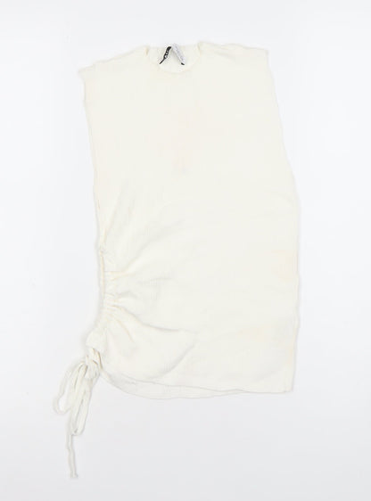 Zara Women’s Ivory Sleeveless Tank Top Size S Knit Slim Fit