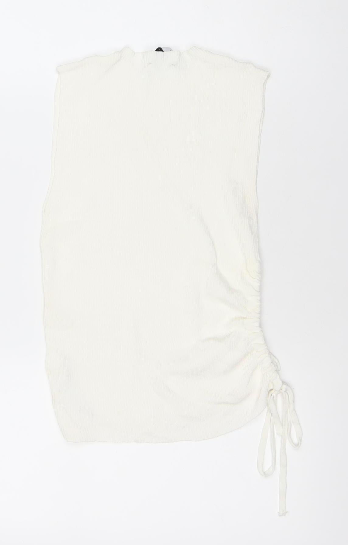 Zara Women’s Ivory Sleeveless Tank Top Size S Knit Slim Fit