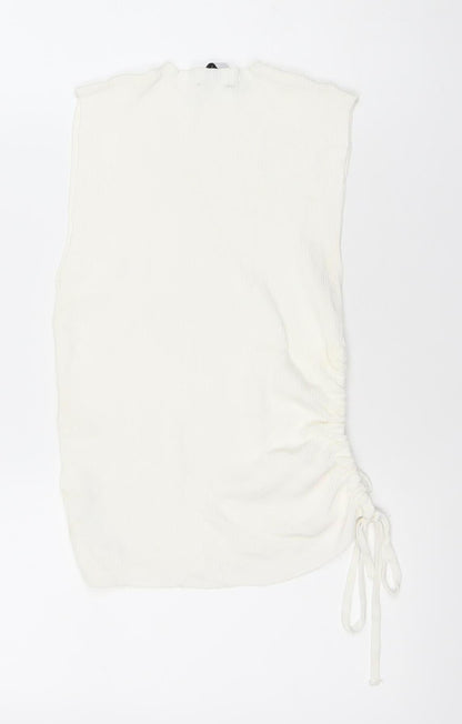 Zara Women’s Ivory Sleeveless Tank Top Size S Knit Slim Fit