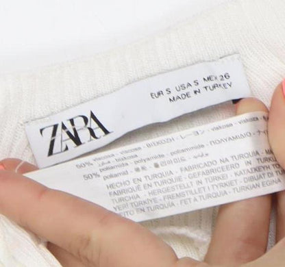 Zara Women’s Ivory Sleeveless Tank Top Size S Knit Slim Fit
