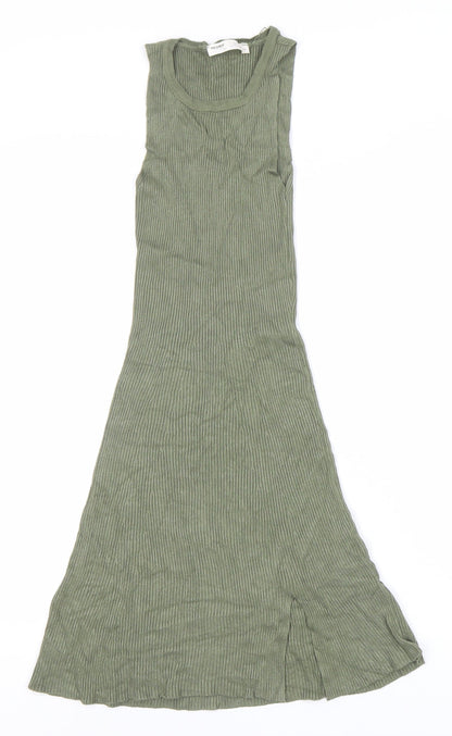 Pull&Bear Women’s Green Midi Tank Dress Size S Viscose Blend