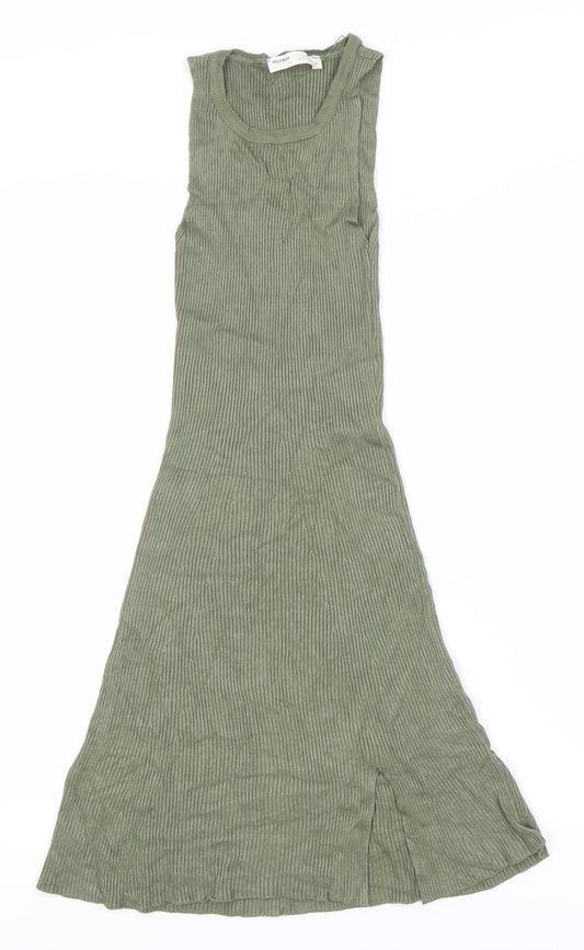 Pull&Bear Women’s Green Midi Tank Dress Size S Viscose Blend