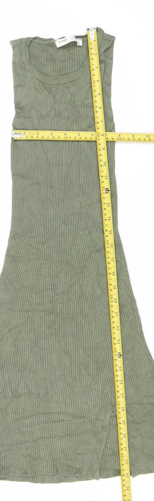 Pull&Bear Women’s Green Midi Tank Dress Size S Viscose Blend