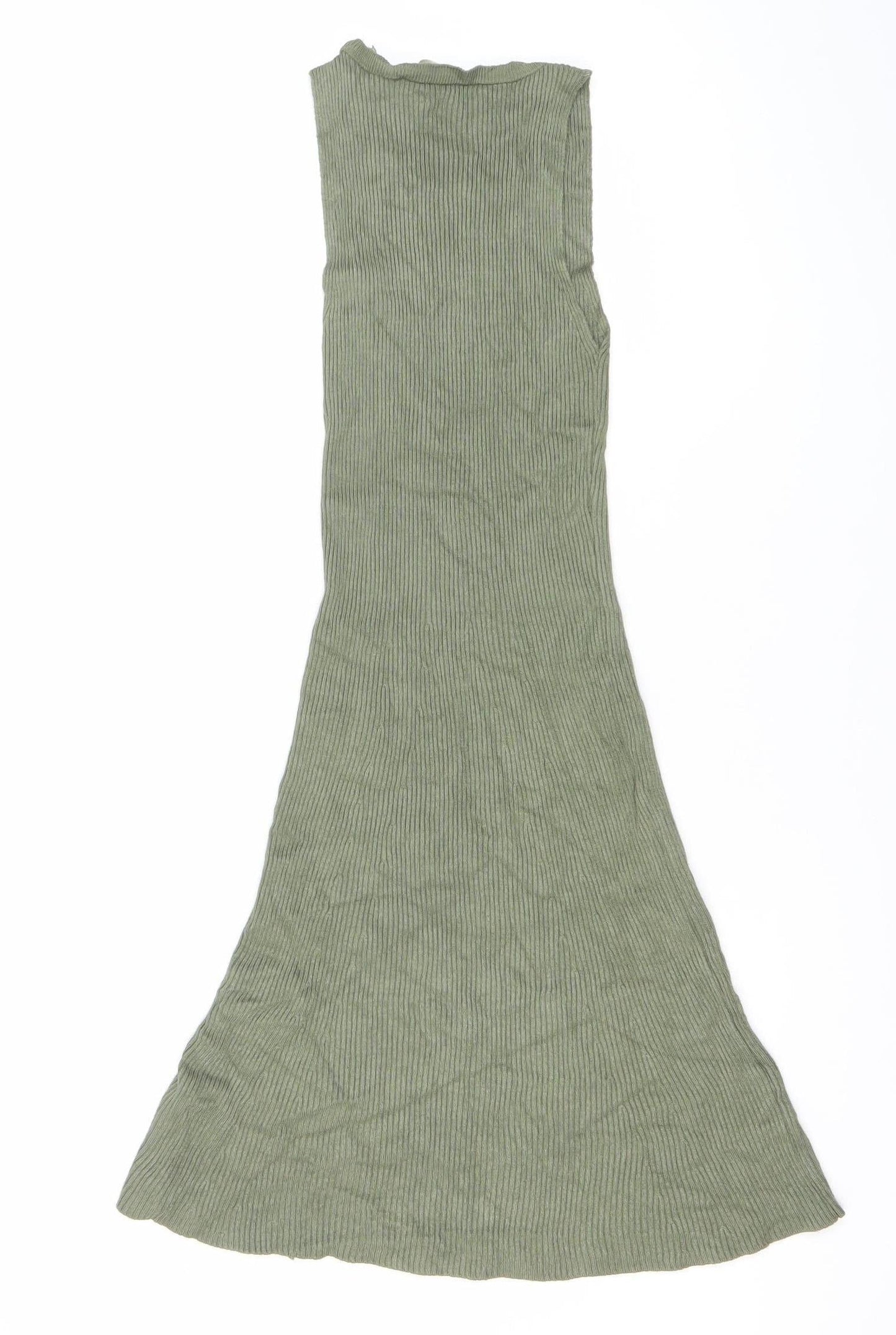 Pull&Bear Women’s Green Midi Tank Dress Size S Viscose Blend