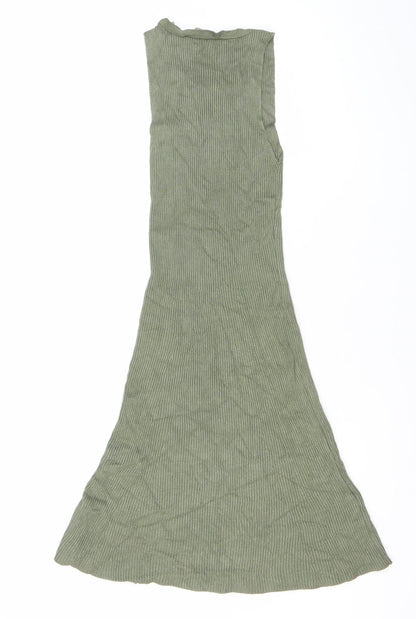 Pull&Bear Women’s Green Midi Tank Dress Size S Viscose Blend