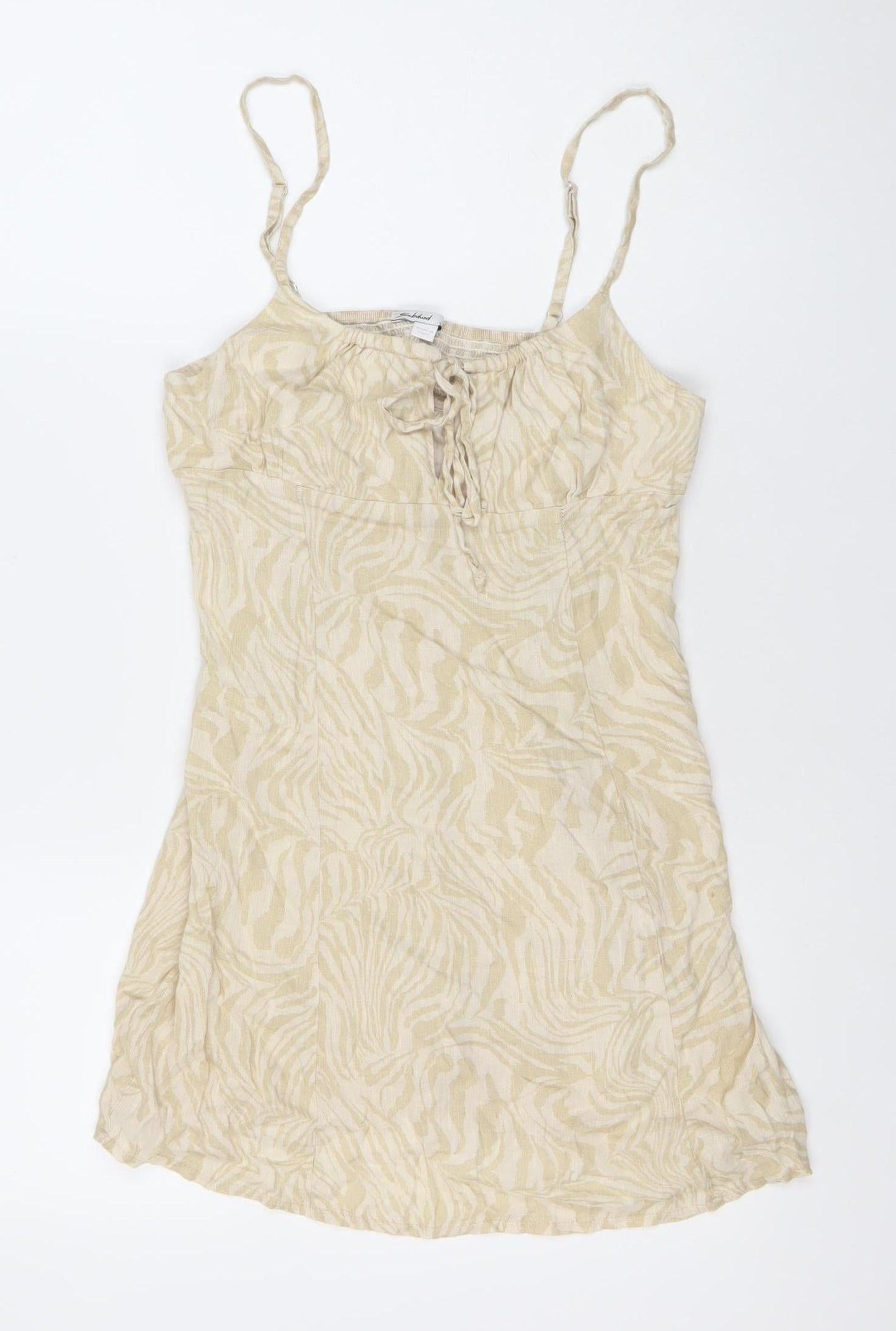 Subdued Women’s Beige Animal Print XS Slip Dress Cotton Linen