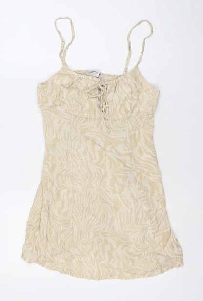 Subdued Women’s Beige Animal Print XS Slip Dress Cotton Linen