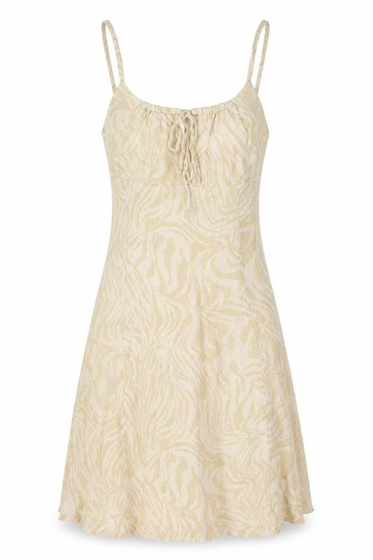 Subdued Women’s Beige Animal Print XS Slip Dress Cotton Linen